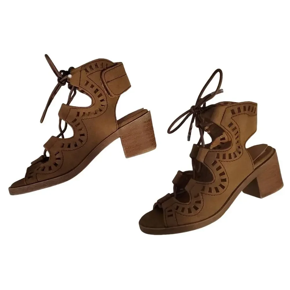 Jellypop Girls block heel Brown Suede Hippie shoes Size 11